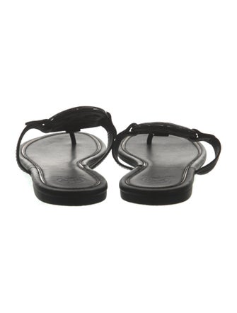 Tory Burch Signature Logo Leather Flip Flops