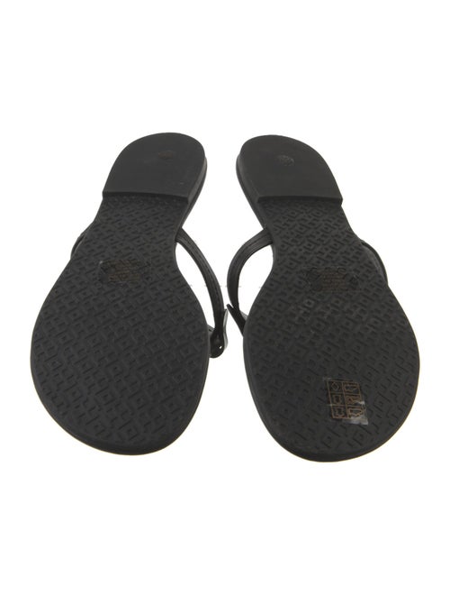 Tory Burch Signature Logo Leather Flip Flops