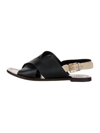 Tory Burch Leather Animal Print Slingback Sandals