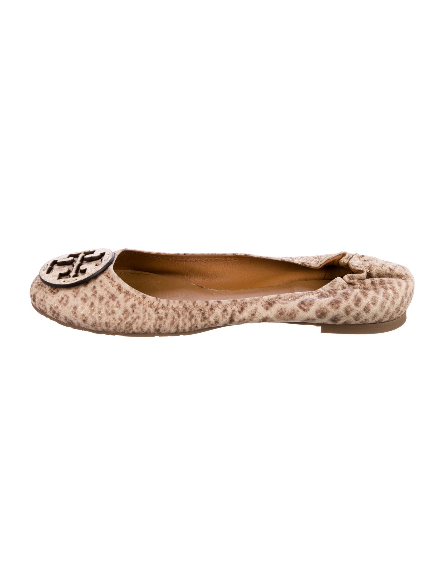 Tory Burch Leather Animal Print Ballet Flats