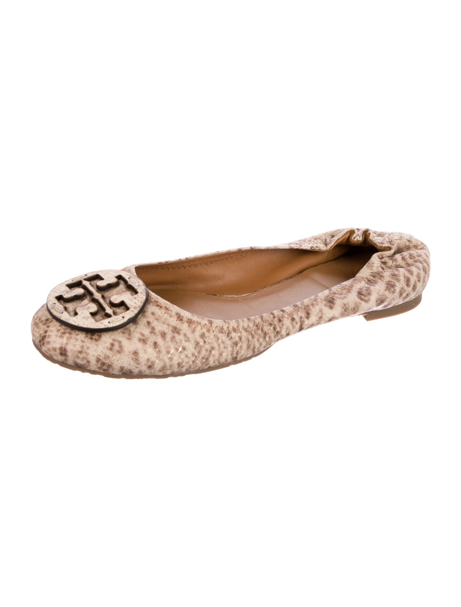 Tory Burch Leather Animal Print Ballet Flats
