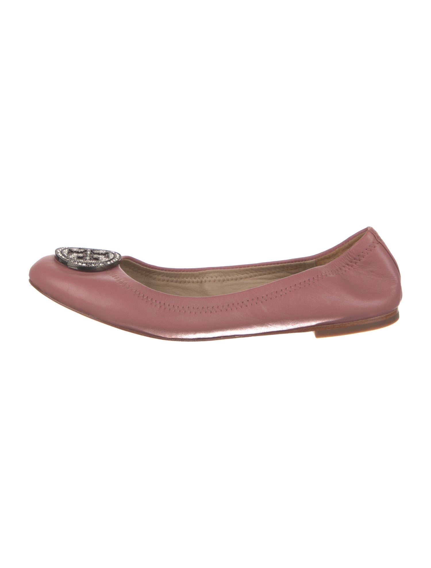 Tory Burch Signature Logo Leather Ballet Flats