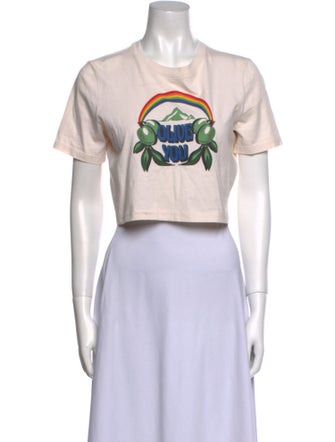 Tory Burch Graphic Print Crew Neck Crop Top