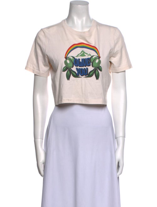 Tory Burch Graphic Print Crew Neck Crop Top