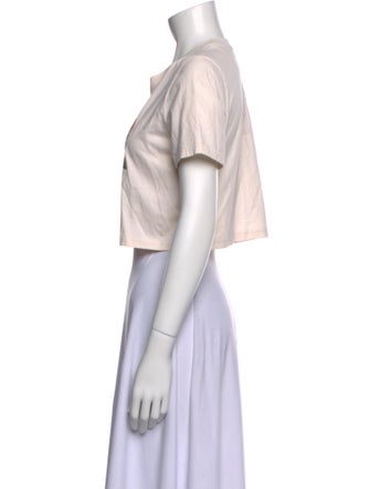 Tory Burch Graphic Print Crew Neck Crop Top