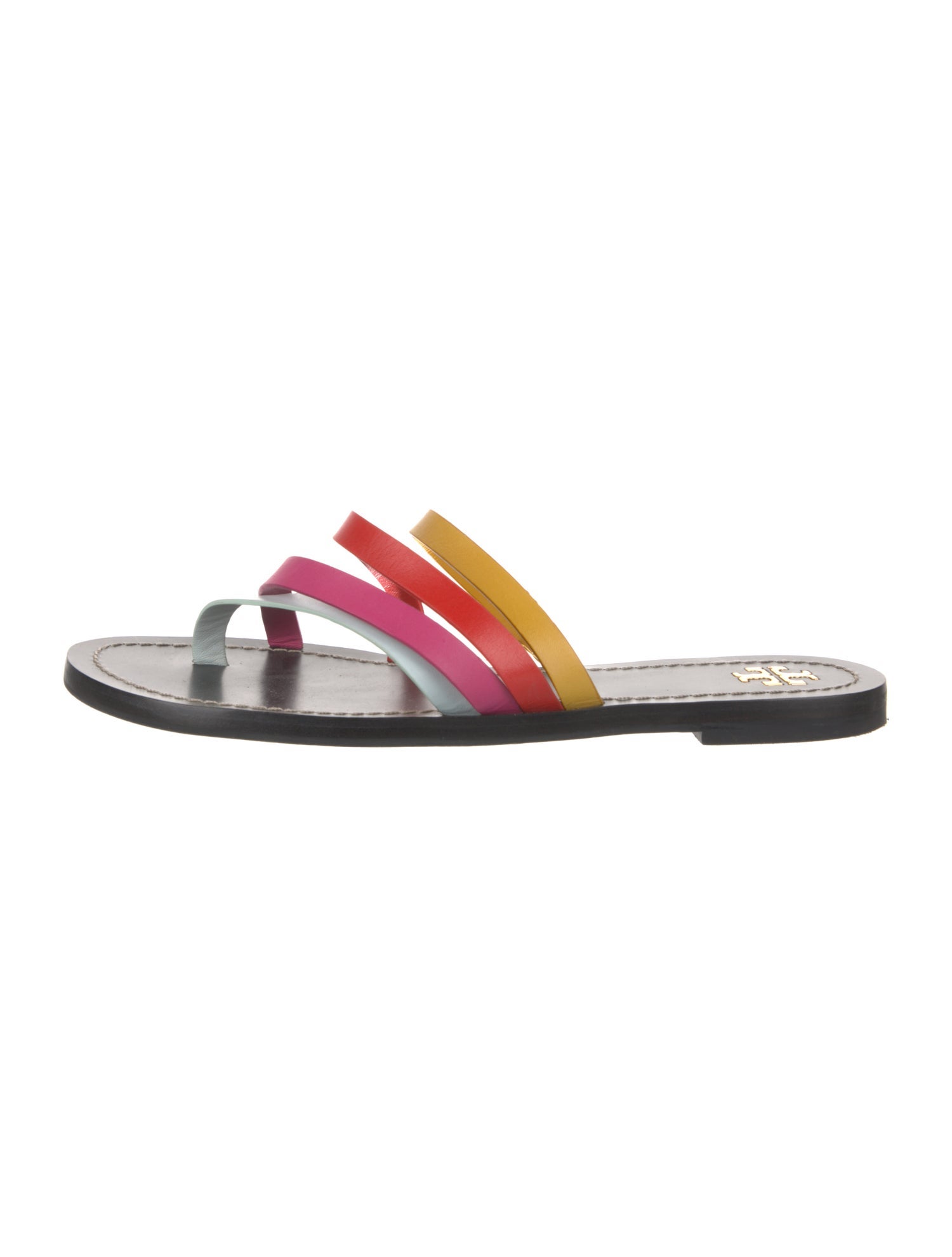 Tory Burch Leather Colorblock Pattern Flip Flops