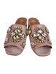 Tory Burch Embossed Leather Crystal Embellishments Slides