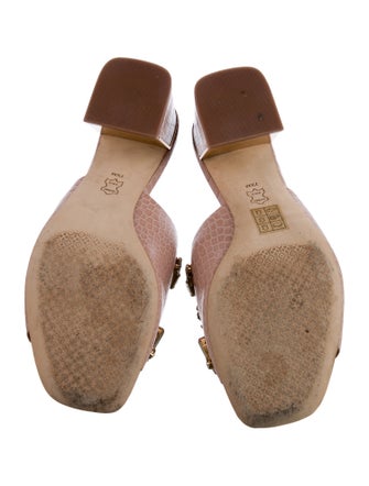 Tory Burch Embossed Leather Crystal Embellishments Slides