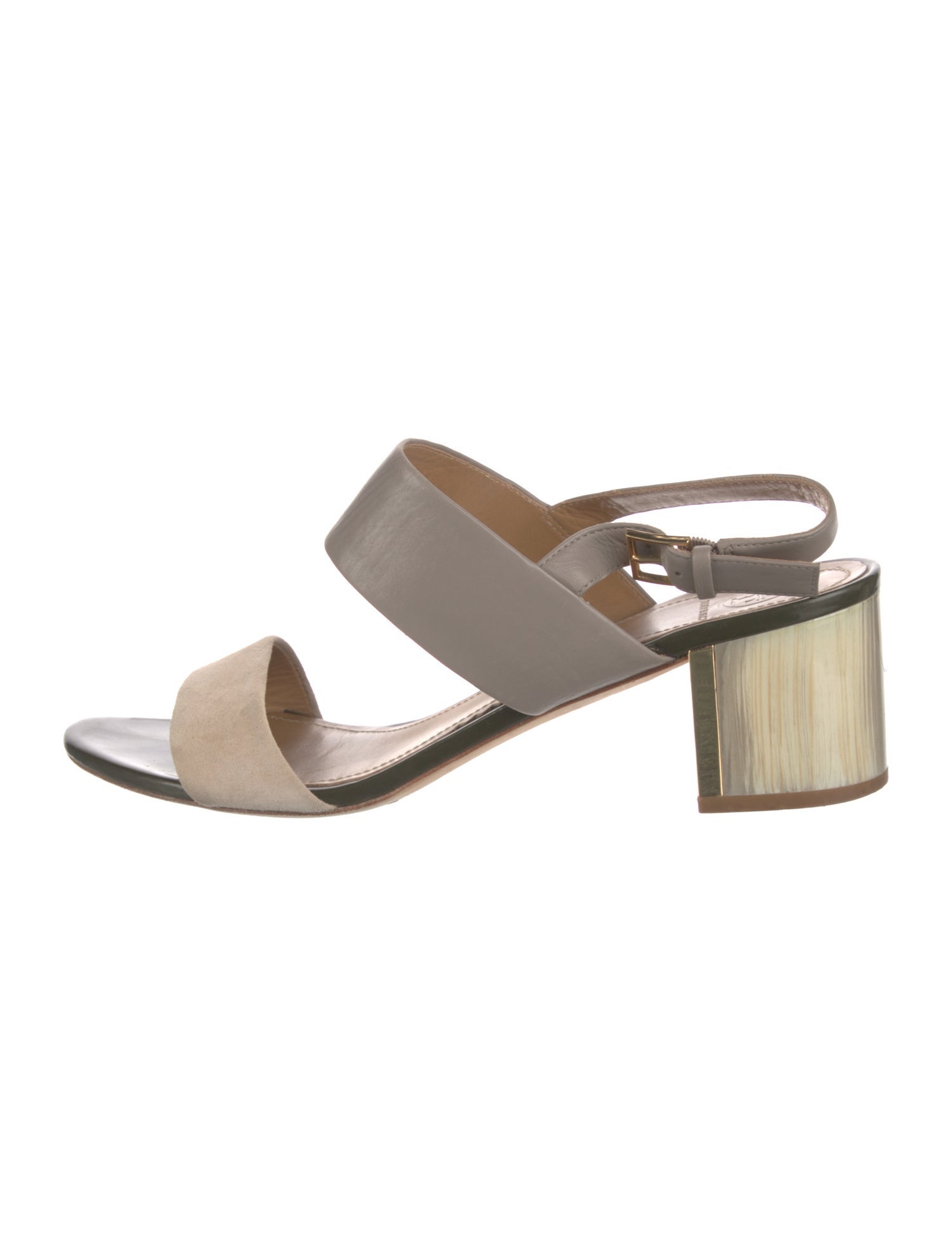Tory Burch Leather Colorblock Pattern Slingback Sandals