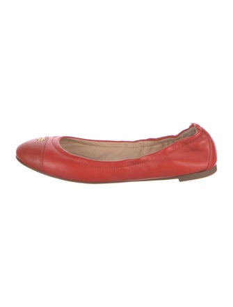Tory Burch Leather Bow Accents Ballet Flats