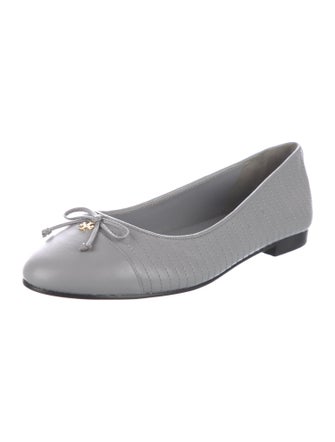 Tory Burch Leather Bow Accents Ballet Flats