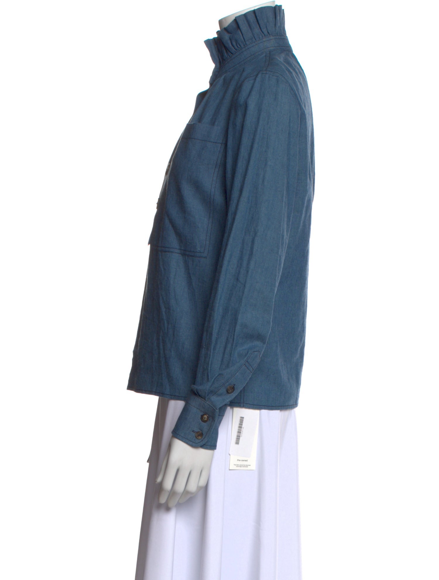 Tory Burch Mock Neck Long Sleeve Polo