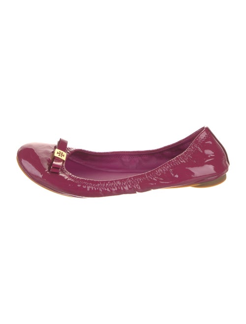 Tory Burch Patent Leather Bow Accents Ballet Flats