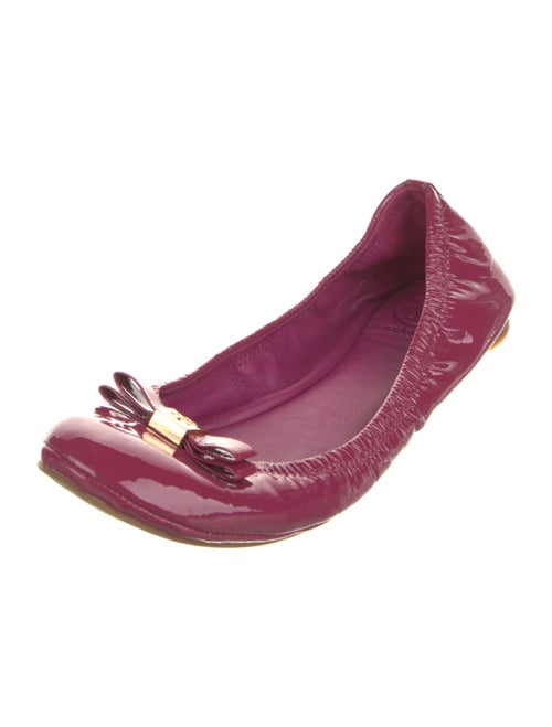 Tory Burch Patent Leather Bow Accents Ballet Flats