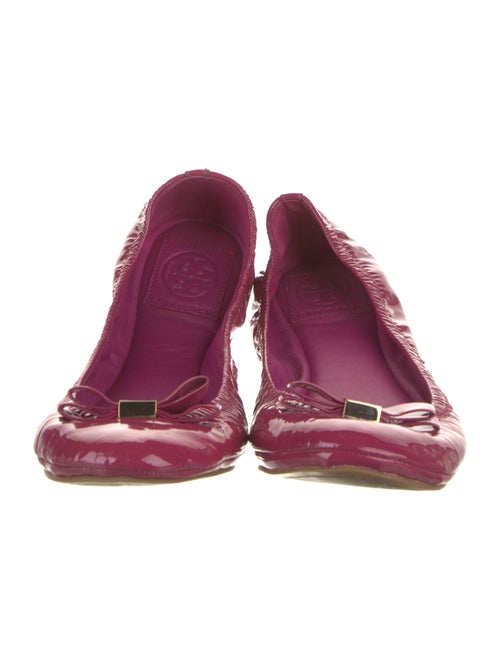 Tory Burch Patent Leather Bow Accents Ballet Flats