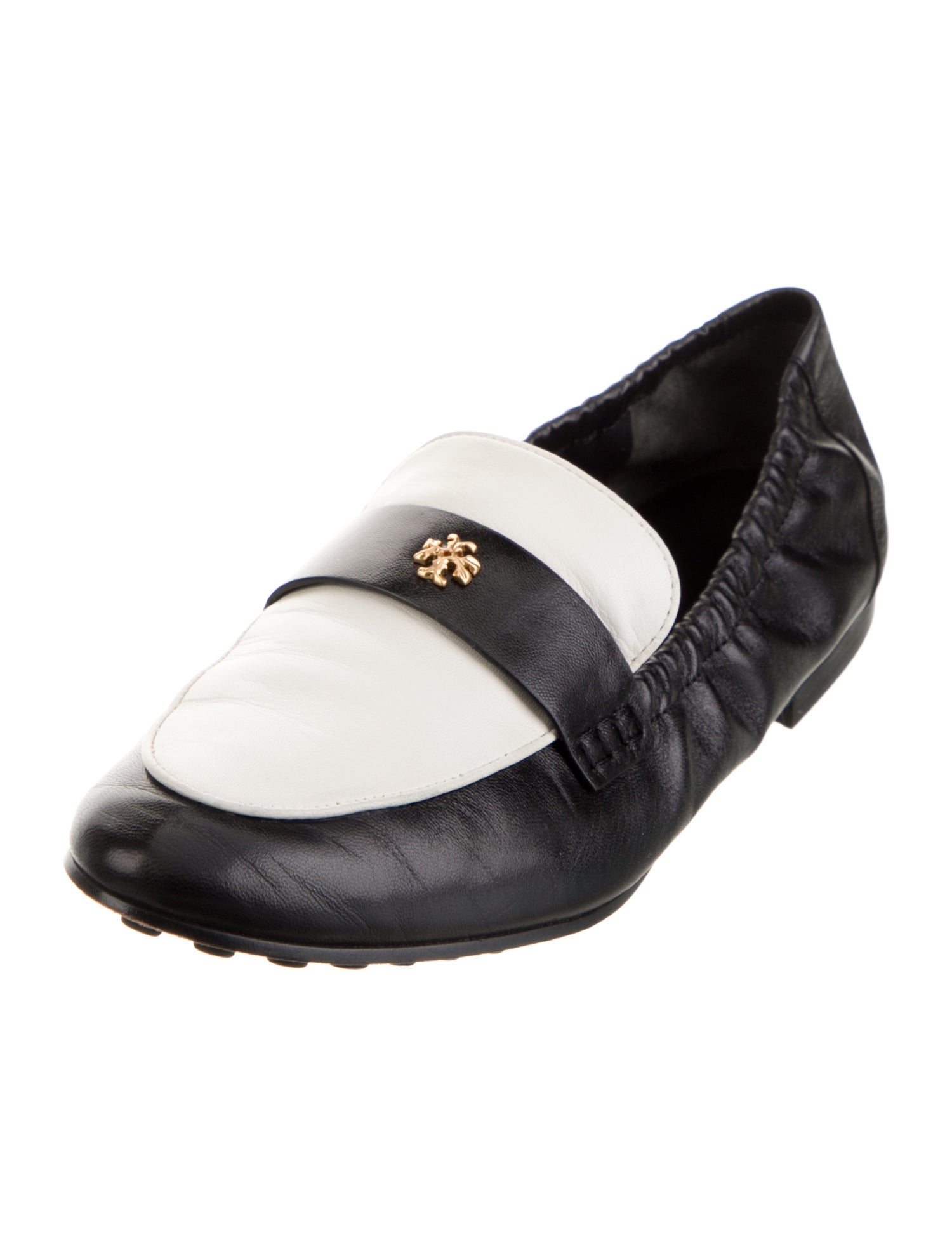 Tory Burch Leather Colorblock Pattern Loafers