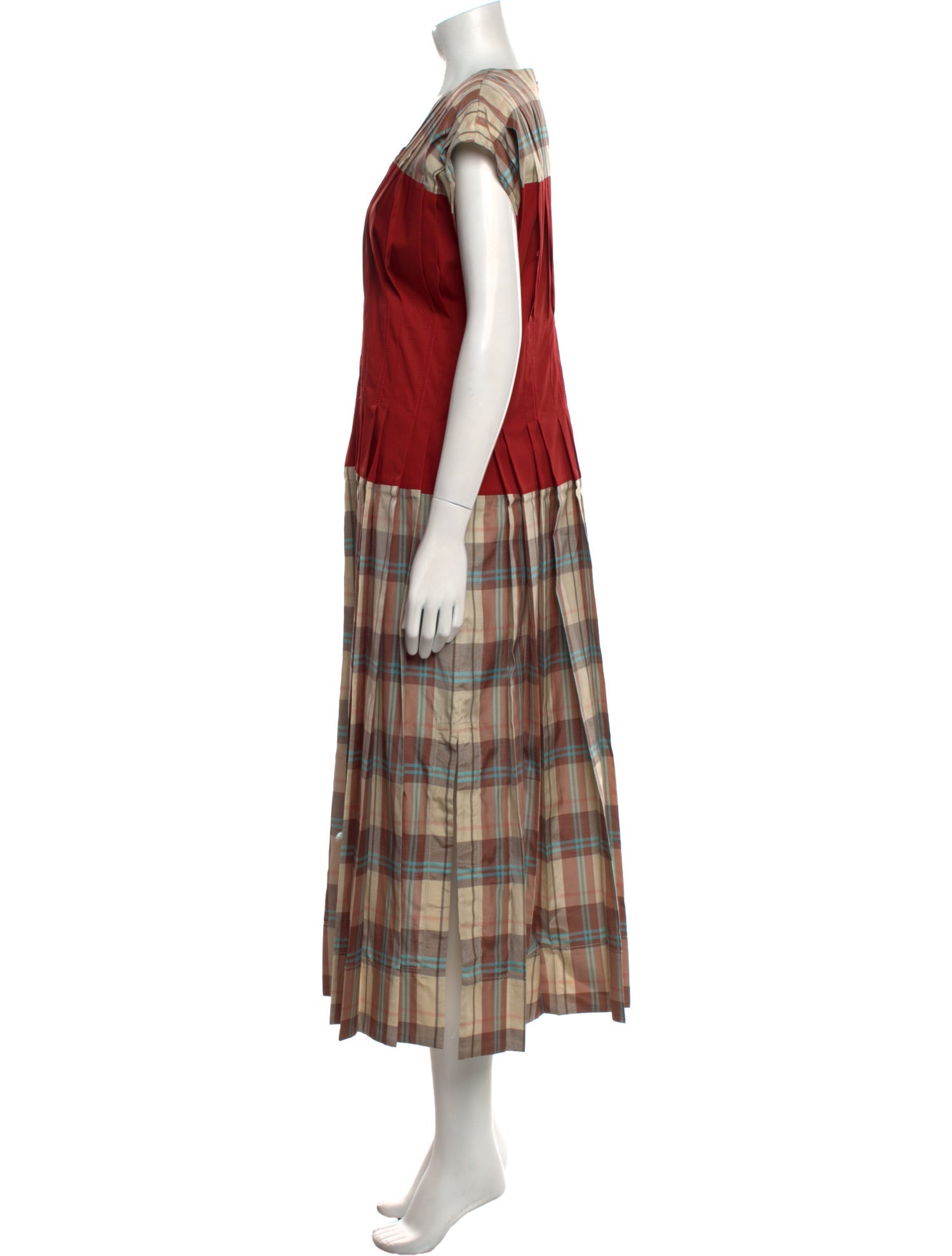 Tory Burch Plaid Print Long Dress