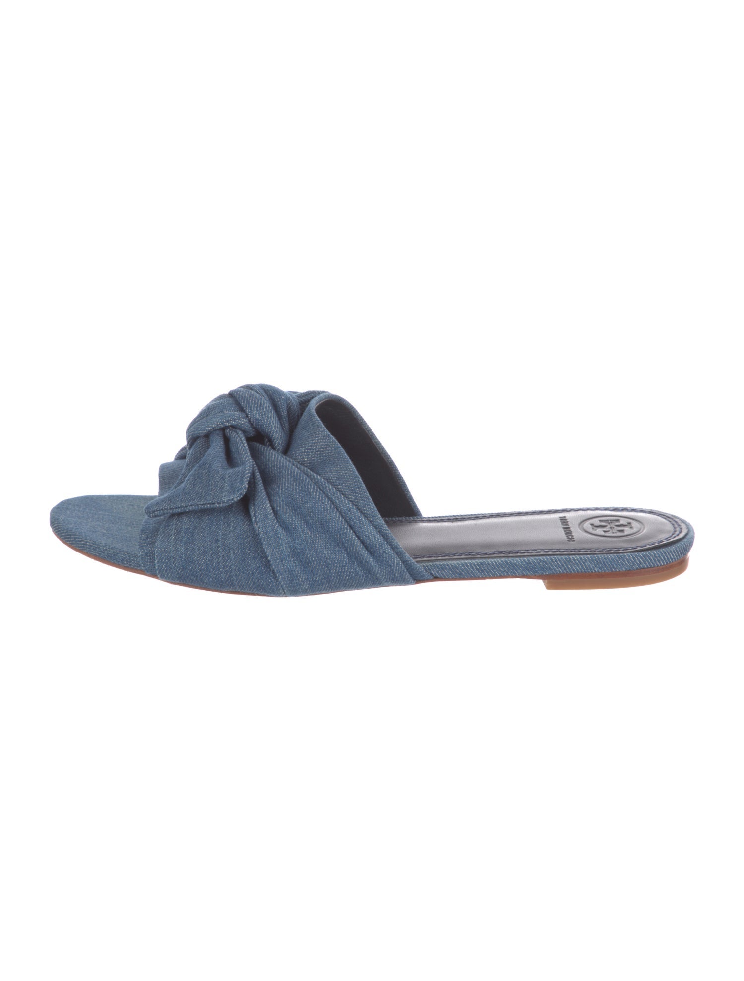Tory Burch Denim Bow Accents Slides