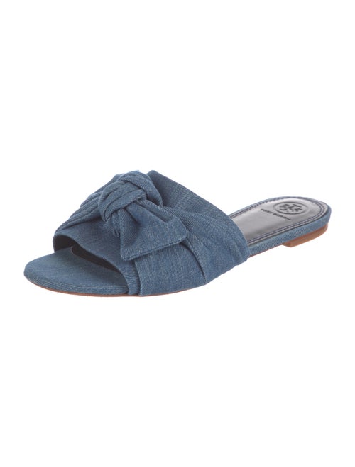 Tory Burch Denim Bow Accents Slides