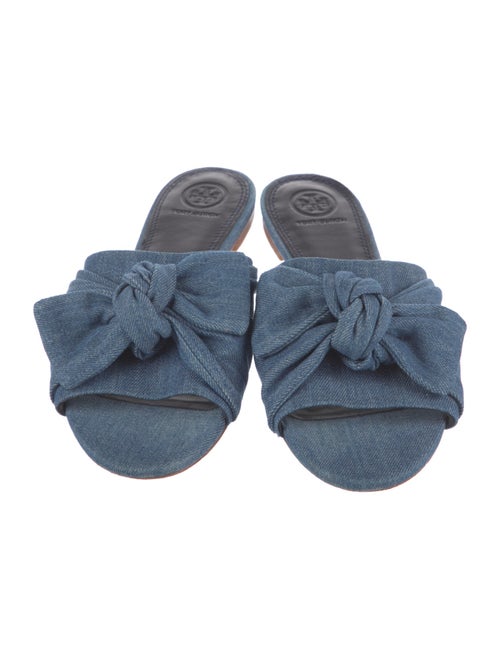 Tory Burch Denim Bow Accents Slides