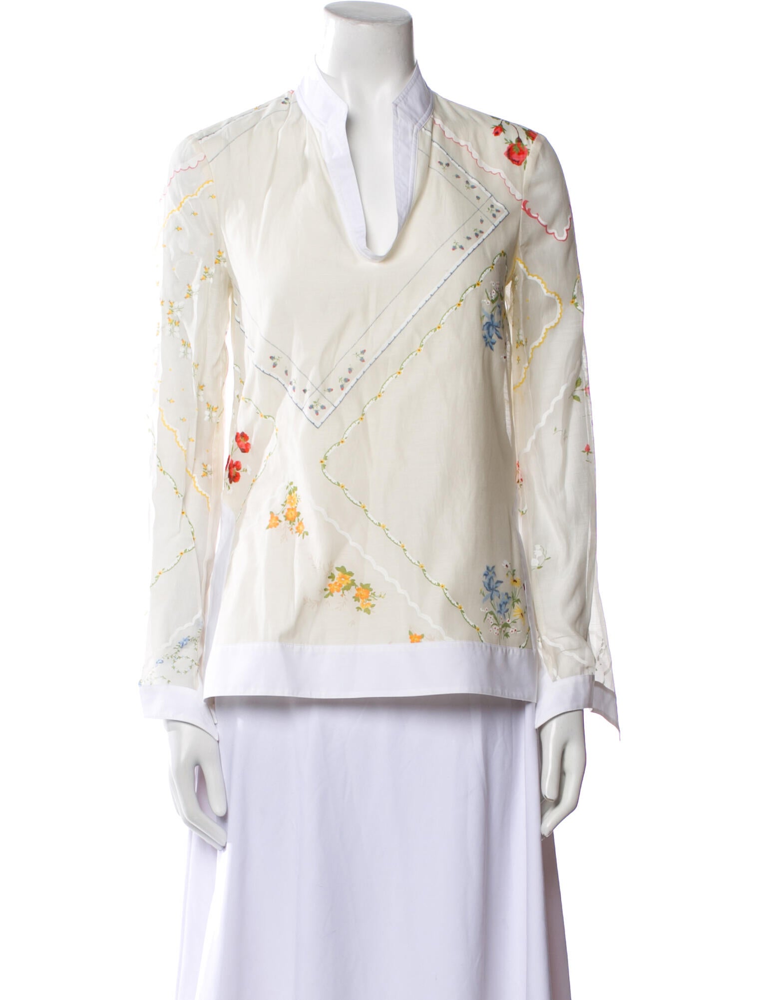 Tory Burch V-Neck Long Sleeve Blouse