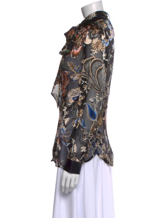 Tory Burch Printed Mock Neck Button-Up Top