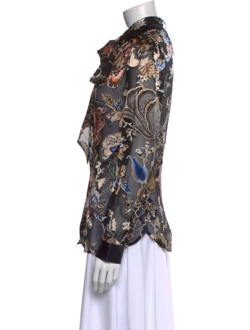Tory Burch Printed Mock Neck Button-Up Top