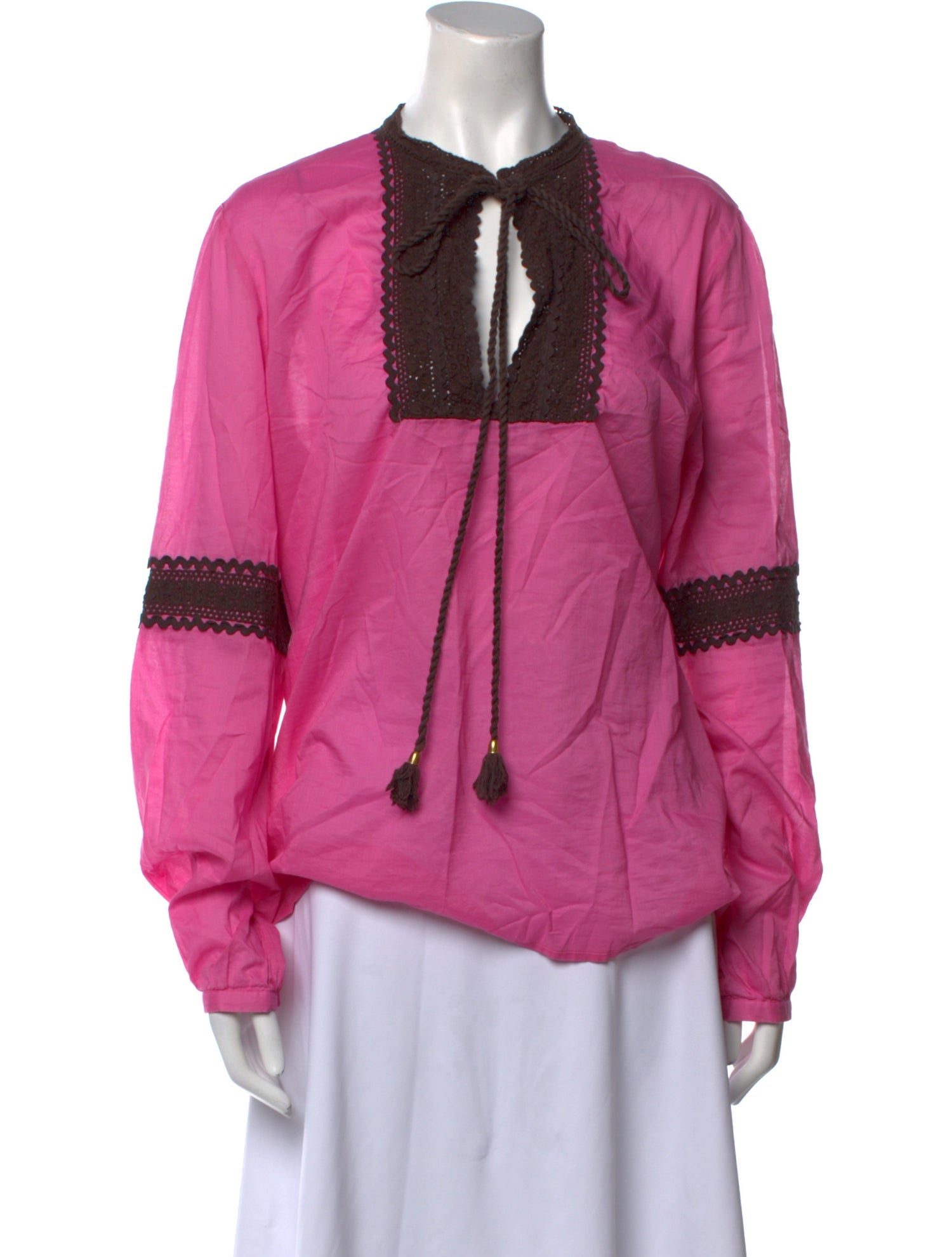 Tory Burch Tie Neck Long Sleeve Blouse