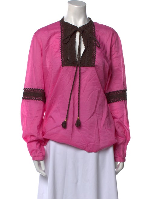Tory Burch Tie Neck Long Sleeve Blouse