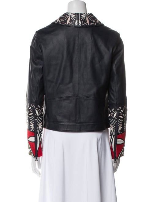 Tory Burch Leather Patterned Biker Jacket