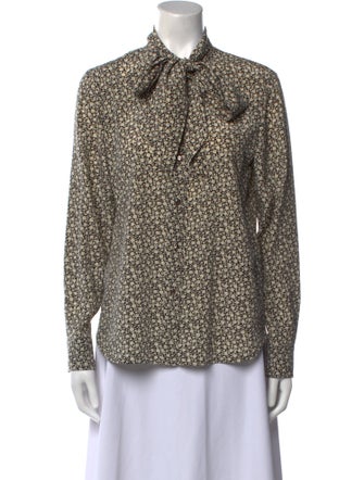 Tory Burch Silk Floral Print Button-Up Top