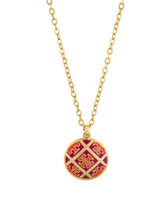 Tory Burch Enamel Logo Pendant Necklace