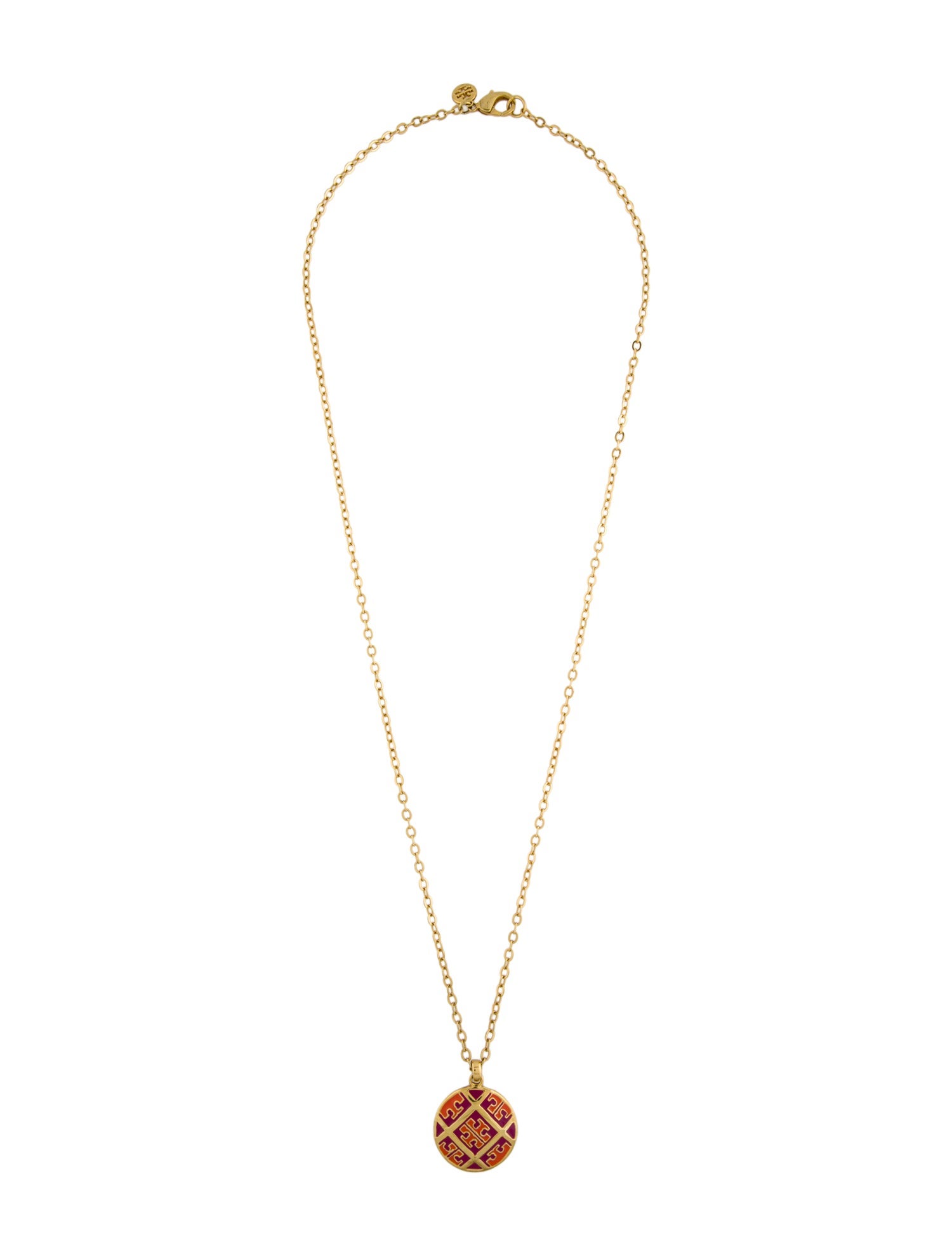 Tory Burch Enamel Logo Pendant Necklace