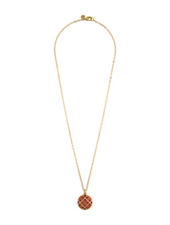 Tory Burch Enamel Logo Pendant Necklace