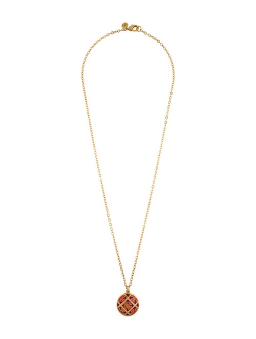 Tory Burch Enamel Logo Pendant Necklace