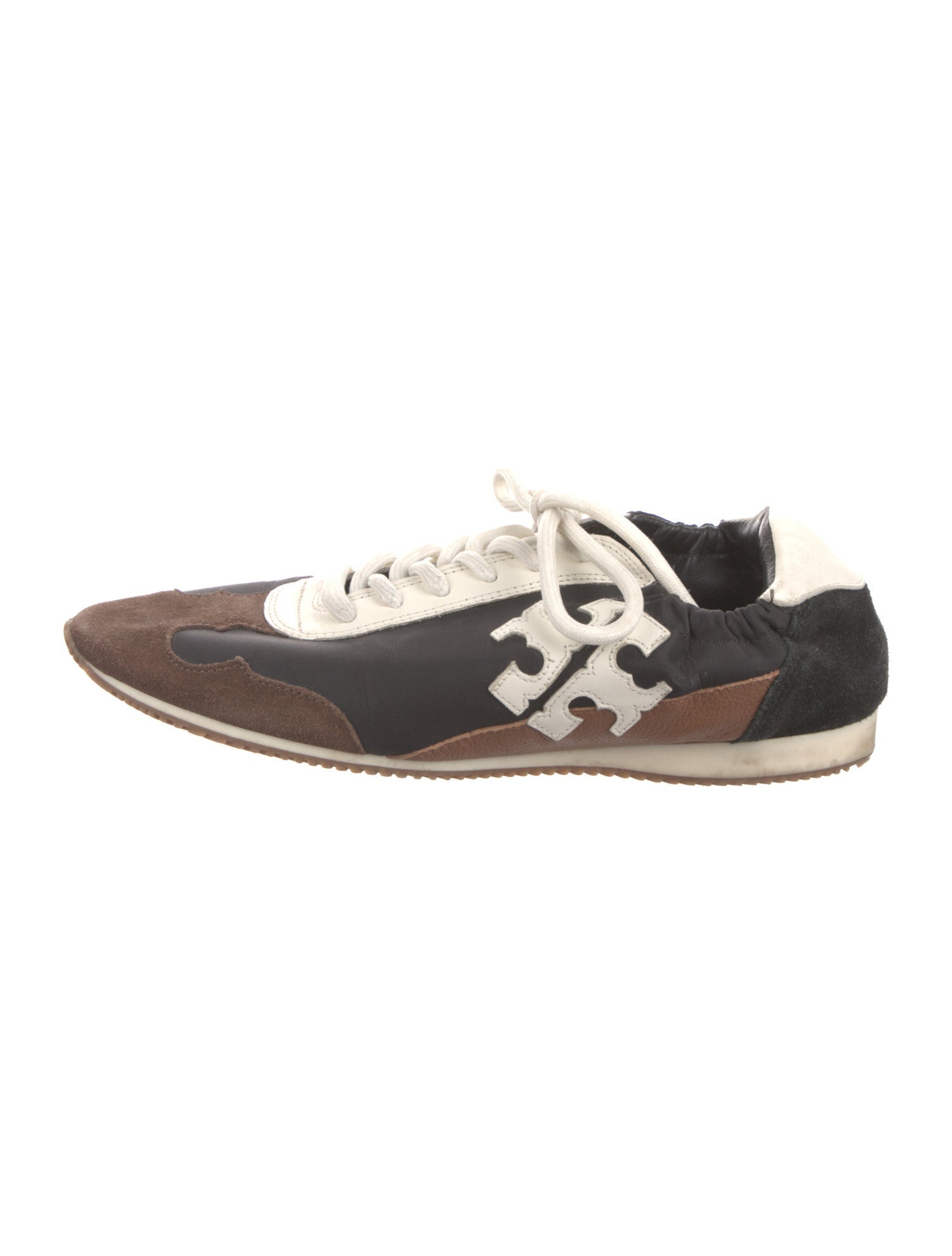 Tory Burch Suede Colorblock Pattern Sneakers