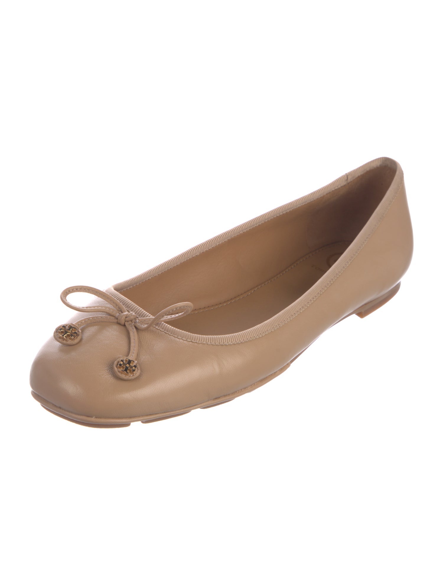 Tory Burch Leather Bow Accents Ballet Flats