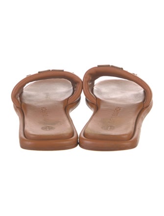 Tory Burch Leather Leather Trim Embellishment Slides