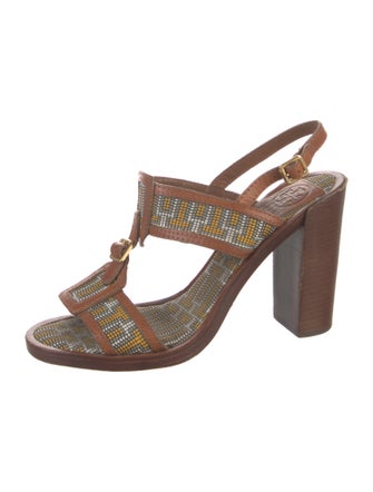 Tory Burch Leather Printed Slingback Sandals
