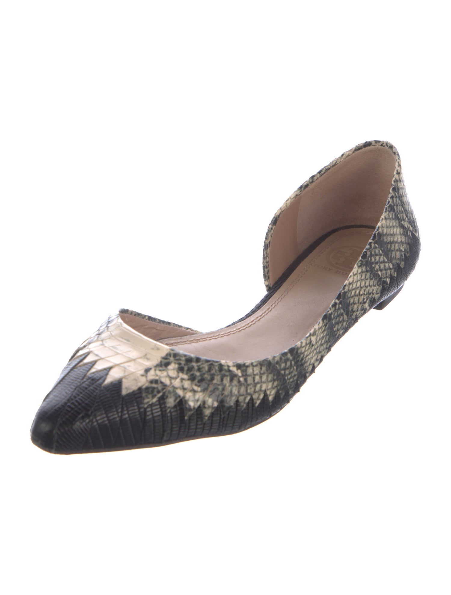 Tory Burch Snakeskin Animal Print D'Orsay Flats