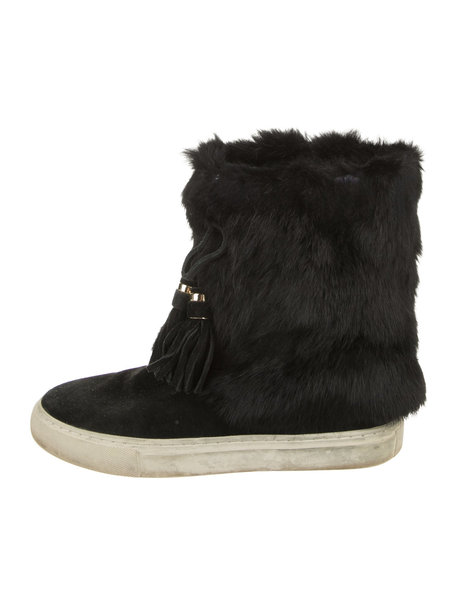Tory Burch Fur Tassel Accents Boots