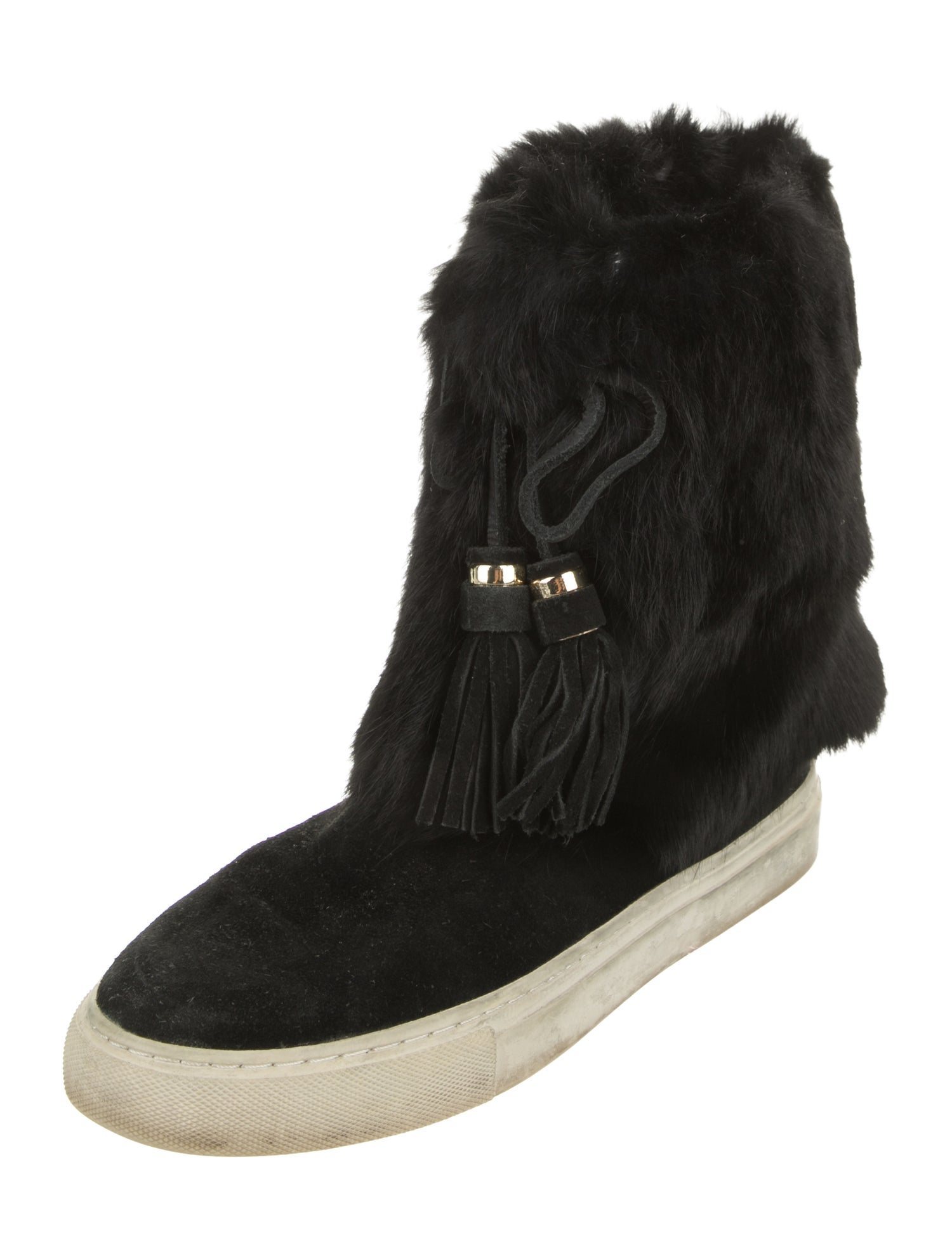 Tory Burch Fur Tassel Accents Boots
