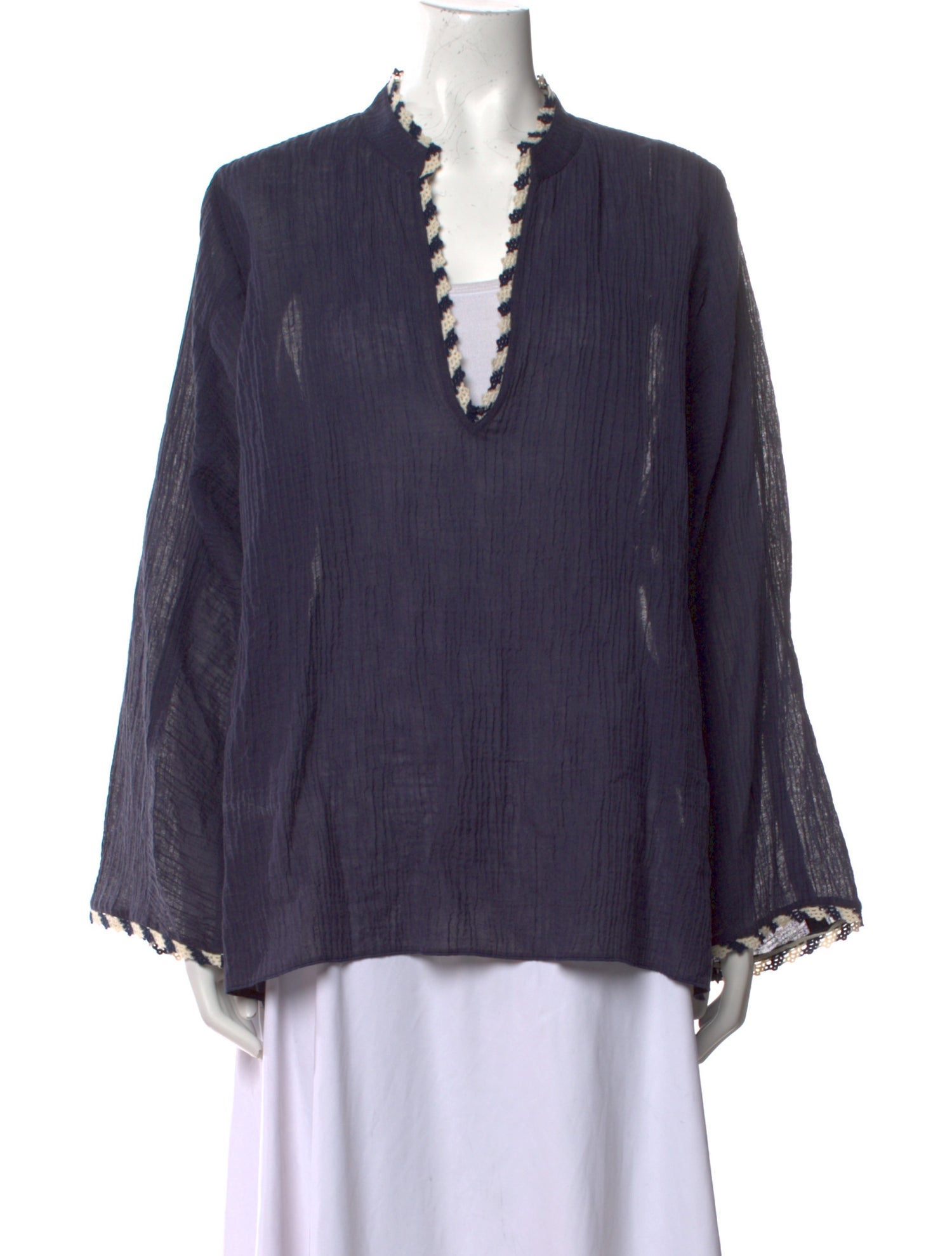 Tory Burch V-Neck Long Sleeve Blouse