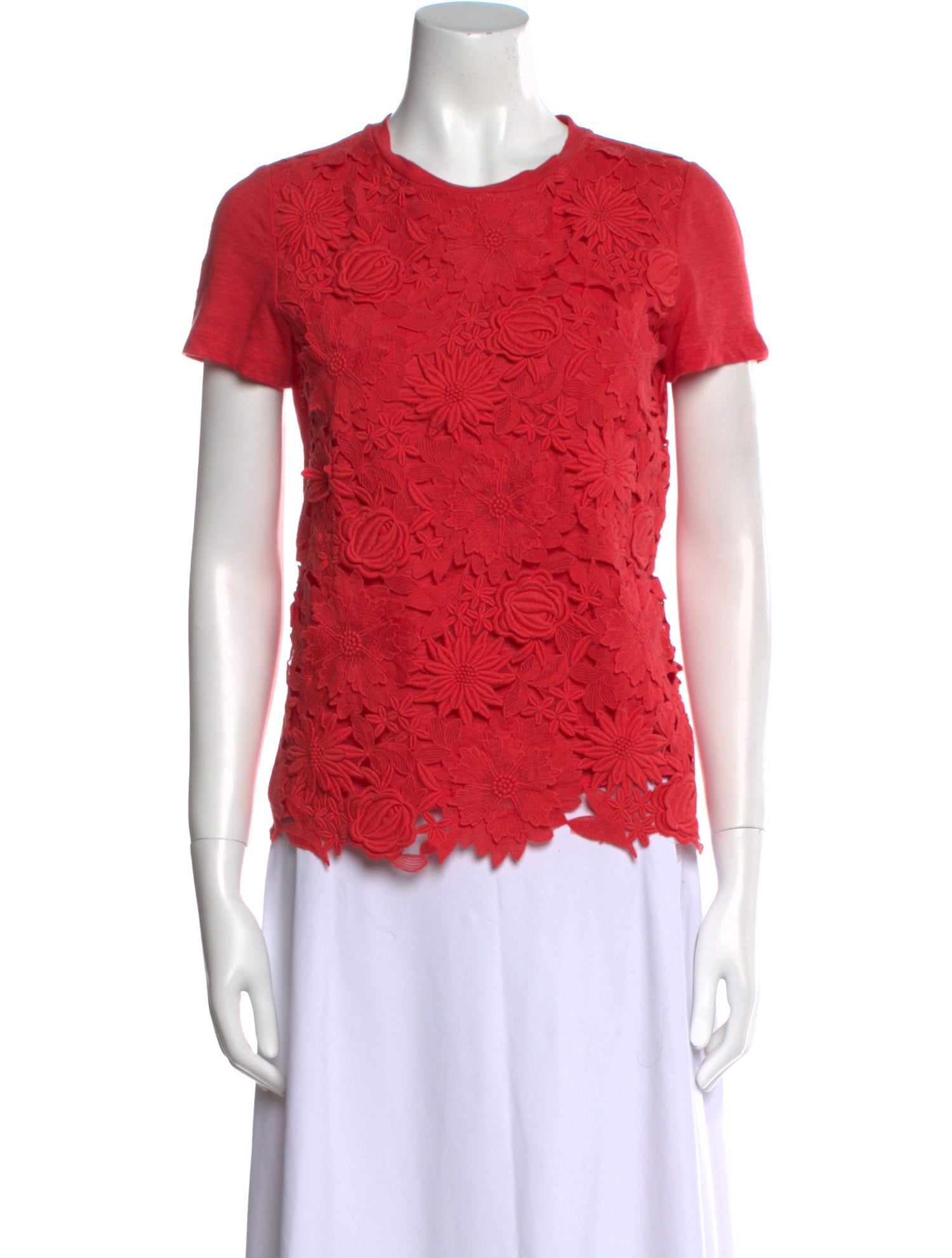 Tory Burch Lace Pattern Crew Neck Blouse