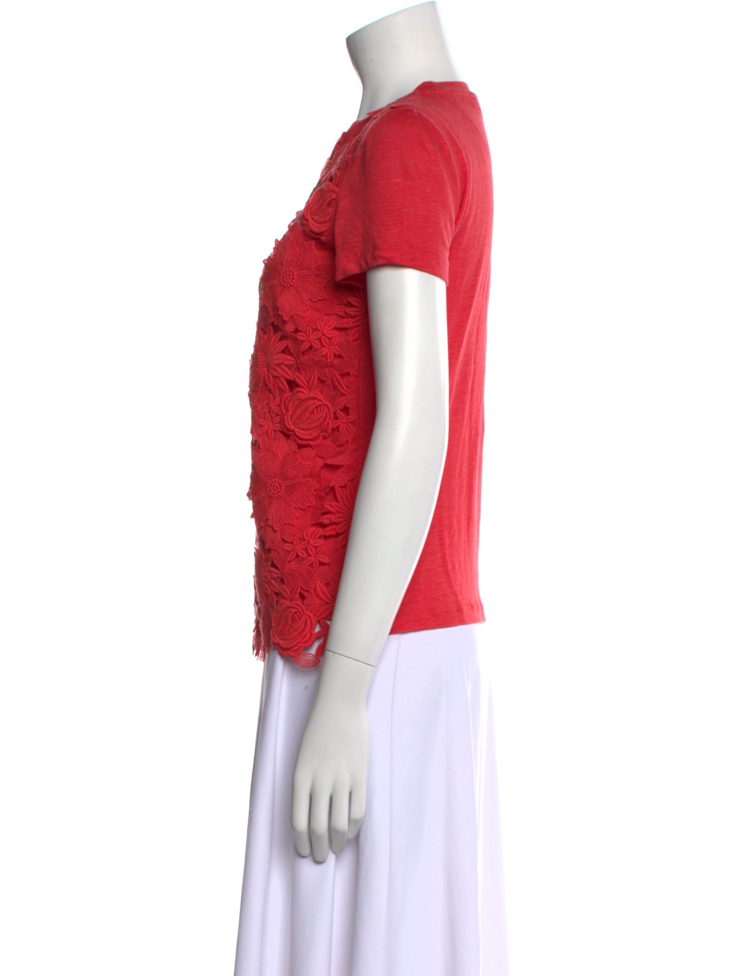 Tory Burch Lace Pattern Crew Neck Blouse
