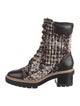 Tory Burch Tweed Tweed Pattern Combat Boots