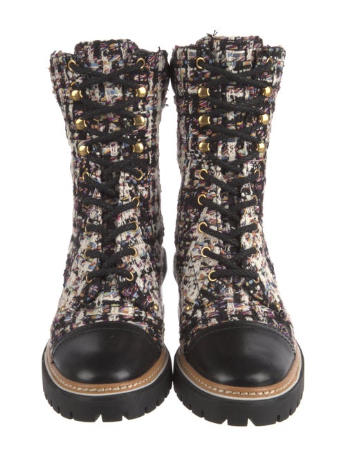 Tory Burch Tweed Tweed Pattern Combat Boots