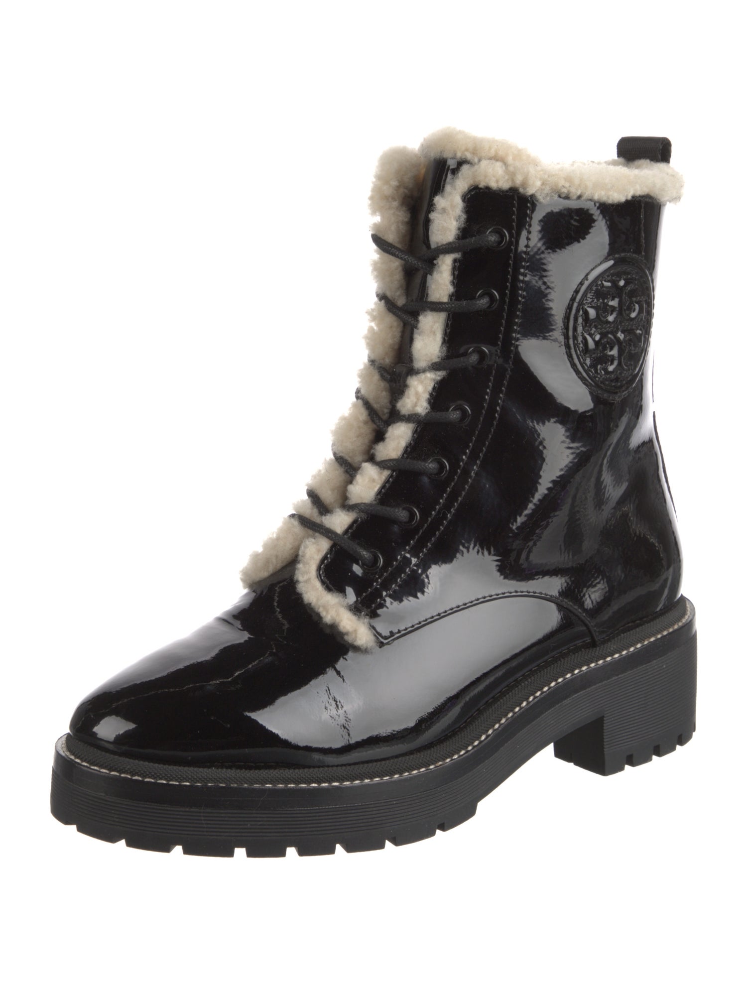 Tory Burch Patent Leather Combat Boots