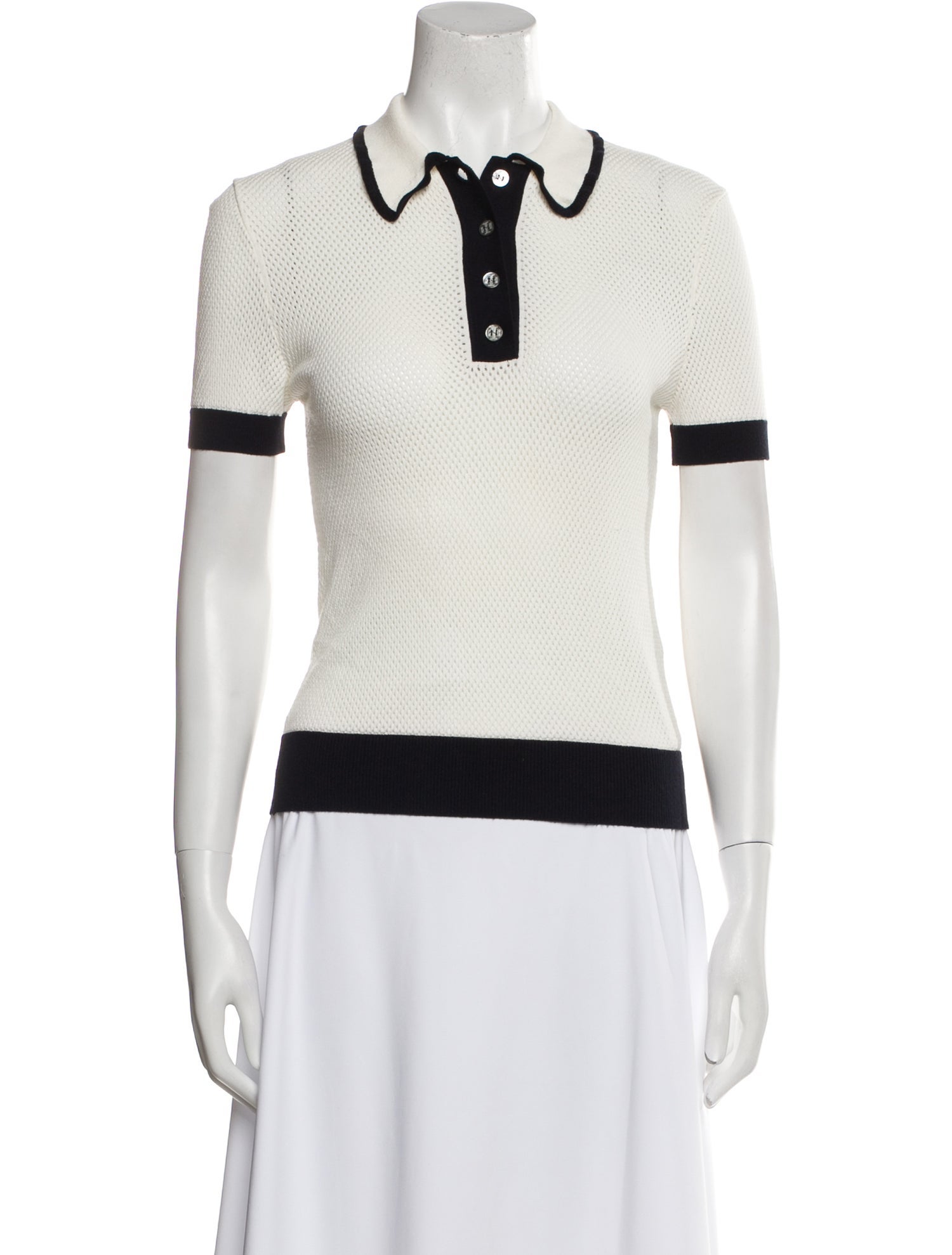 Tory Burch Colorblock Pattern Short Sleeve Polo