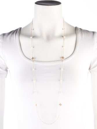 Tory Burch Pearl Long Moondance Station Necklace